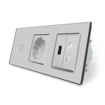 Розумний сенсорний прохідний/перехресний вимикач 1 сенсор 1 розетка 1 USB 1 розетка універсальна Liv