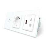 Умный сенсорный проходной/перекрестный выключатель 1 сенсор 1 розетка 1 USB 1 универсальная розетка Liv