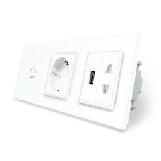 Умный сенсорный проходной/перекрестный выключатель 1 сенсор 1 розетка 1 USB 1 универсальная розетка Liv