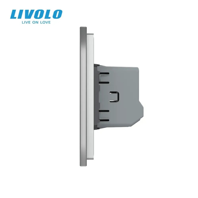 Розумний сенсорний ЕС вимикач 2 сенсори LIVOLO сірий матове скло