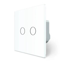 Умный сенсорный проходной/перекрестный EC выключатель 2 сенсора Livolo белое стекло (VL-M7FC2SZ2-2WP)