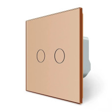 Розумний сенсорний прохідний/перехресний EC вимикач 2 сенсора Livolo золото скло (VL-M7FC2SZ2-2AP)