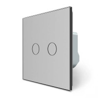 Умный сенсорный проходной/перекрестный IP выключатель 2 сенсора Livolo серое стекло (VL-M7FC2SZ2-2IP)
