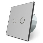 Розумний сенсорний прохідний/перехресний ZigBee вимикач 2 сенсора Livolo сірий скло (VL-C702SZ-15)