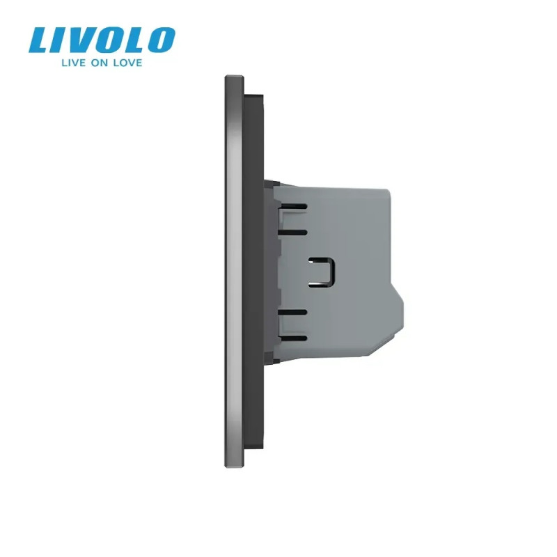 Умный сенсорный выключатель для роллет LIVOLO черный матовое стекло