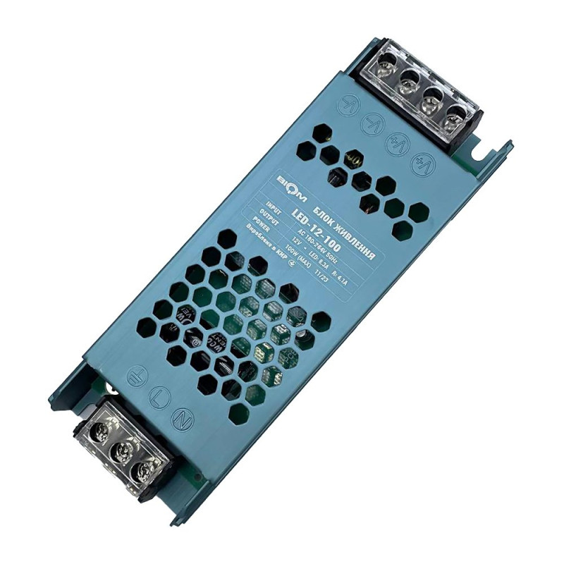 Блок питания BIOM DC12 100W 8.3А LED-12-100 металл. узкий