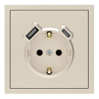 Розетка с заземлением 16А с USB-A 18W и Type-C 20W, механизм шампанья Soft ER123USB-C ARDERO (без рамки) 80828