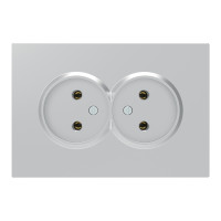 Розетка двойная без заземления серебро 16А Soft ER112-S ARDERO 80797