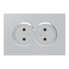 Розетка двойная без заземления серебро 16А Soft ER112-S ARDERO 80797