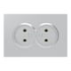 Розетка двойная без заземления серебро 16А Soft ER112-S ARDERO 80797