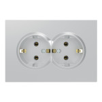 Розетка подвійна із заземленням срібло 16А Soft ER122-S ARDERO 80798