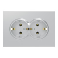 Розетка двойная с заземлением серебро 16А Soft ER122-S ARDERO 80798