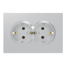 Розетка двойная с заземлением серебро 16А Soft ER122-S ARDERO 80798