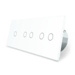 Розумний сенсорний ZigBee вимикач 5 сенсорів (1-2-2) Livolo білий скло (VL-C701Z/C702Z/C702Z-11)