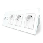 Розумний сенсорний ZigBee вимикач 2 сенсора 3 розетки Livolo білий скло (VL-C702Z/C7C3EU-11)