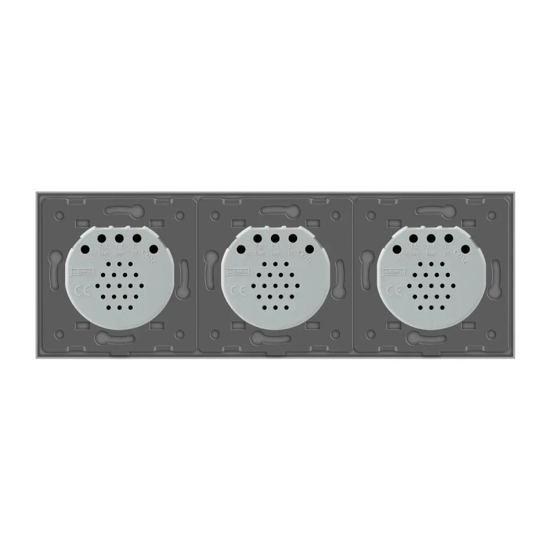 Умный сенсорный ZigBee выключатель 4 сенсора (1-1-2) Livolo серое стекло (VL-C701Z/C701Z/C702Z-15)
