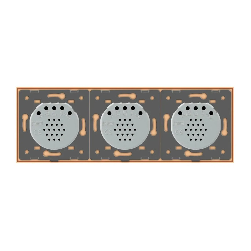 Умный сенсорный ZigBee выключатель 4 сенсора (1-1-2) Livolo золото стекло (VL-C701Z/C701Z/C702Z-13)