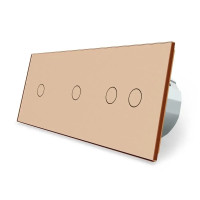 Умный сенсорный ZigBee выключатель 4 сенсора (1-1-2) Livolo золото стекло (VL-C701Z/C701Z/C702Z-13)