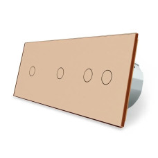 Умный сенсорный ZigBee выключатель 4 сенсора (1-1-2) Livolo золото стекло (VL-C701Z/C701Z/C702Z-13)