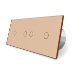Розумний сенсорний ZigBee вимикач 4 сенсора (1-2-1) Livolo золото скло (VL-C701Z/C702Z/C701Z-13)