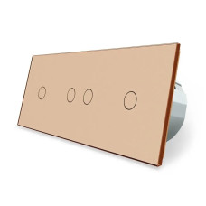 Умный сенсорный ZigBee выключатель 4 сенсора (1-2-1) Livolo золото стекло (VL-C701Z/C702Z/C701Z-13)
