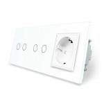 Розумний сенсорний ZigBee вимикач 4 сенсора (2-2) 1 розетка Livolo білий скло (VL-C702Z/C702Z/C7C1EU