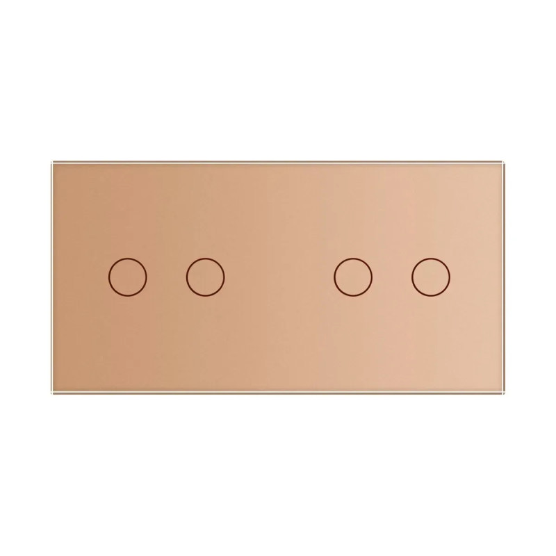 Розумний сенсорний ZigBee вимикач 4 сенсора (2-2) Livolo золото скло (VL-C702Z/C702Z-13)