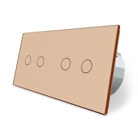 Умный сенсорный ZigBee выключатель 4 сенсора (2-2) Livolo золото стекло (VL-C702Z/C702Z-13)