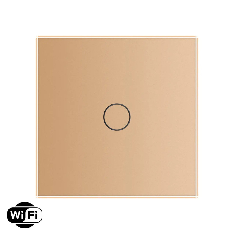 Розумний сенсорний Wi-Fi прохідний/перехресний вимикач 1 сенсор Livolo золотий скло (VL-C7FC1SNY-2G-