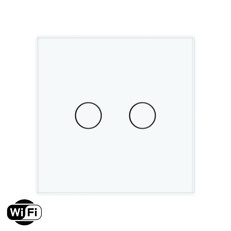 Розумний сенсорний Wi-Fi прохідний/перехресний вимикач 2 сенсора LIVOLO білий матове скло
