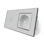 Розумний сенсорний ZigBee вимикач 1 сенсор 1 розетка Livolo сірий скло (VL-C701Z/C7C1EU-15)