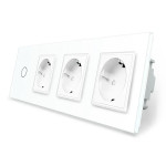 Розумний сенсорний ZigBee вимикач 1 сенсор 3 розетки Livolo білий скло (VL-C701Z/C7C3EU-11)
