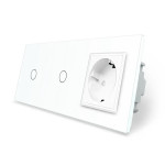 Розумний сенсорний ZigBee вимикач 2 сенсора (1-1) 1 розетка Livolo білий скло (VL-C701Z/C701Z/C7C1EU