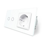 Розумний сенсорний ZigBee вимикач 2 сенсора 1 розетка Livolo білий скло (VL-C702Z/C7C1EU-11)