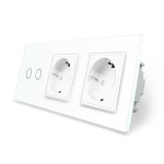 Розумний сенсорний ZigBee вимикач 2 сенсора 2 розетки Livolo білий скло (VL-C702Z/C7C2EU-11)