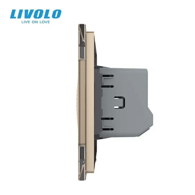 Розумний дверний дзвінок-сирена ZigBee Livolo золото скло (VL-C7-FCBZ-2AP)