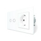 Умный сенсорный EC выключатель 2 сенсора 1 розетка Livolo белое стекло (VL-M7FC2Z2/FCTC16A-2WP)