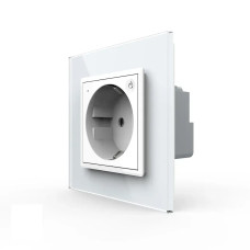 Умная розетка EC с заземлением LIVOLO белое матовое стекло