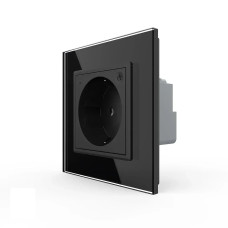 Розумна розетка EC з заземленням LIVOLO чорна матова скло