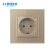 Розумна розетка EC з заземленням Livolo золото (VL-M7FCTC16AZ2-2AP)