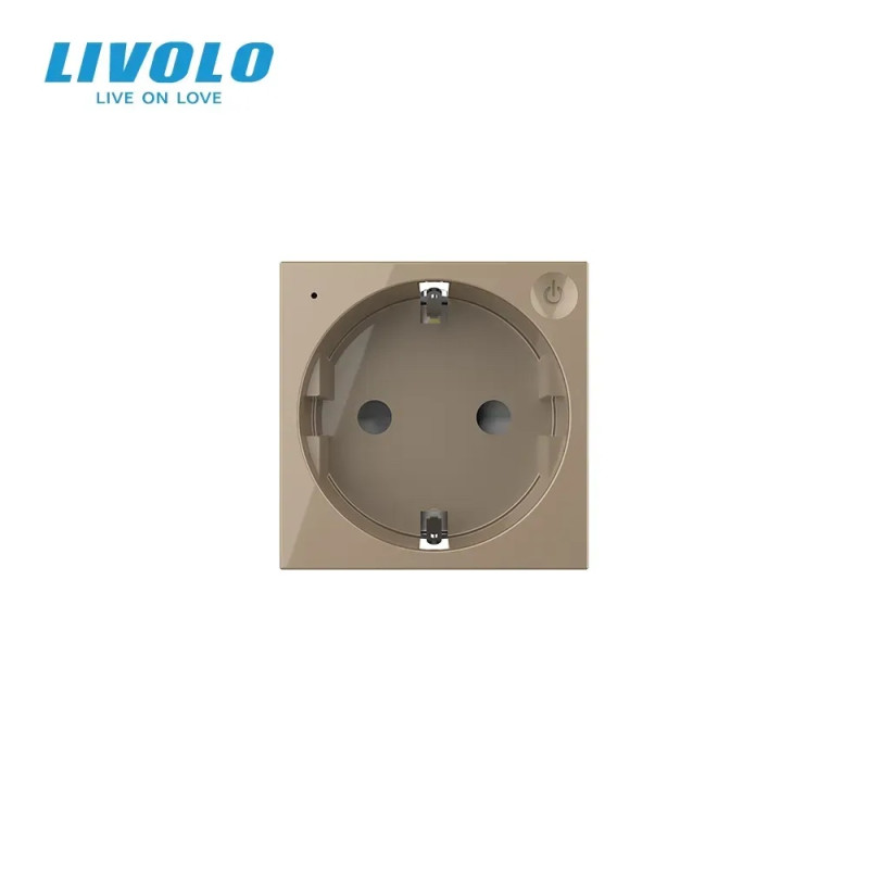 Умная розетка LIVOLO золотая с заземлением, шторки, управление со смартфона, Alexa, Google Home, 16А