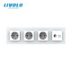Розетка четырехместная комбинированная Силовая Интернет ТВ Livolo белое стекло (VL-C7C3EU1C1V-11)