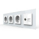 Розетка четырехместная комбинированная Силовая Интернет ТВ Livolo белое стекло (VL-C7C3EU1C1V-11)