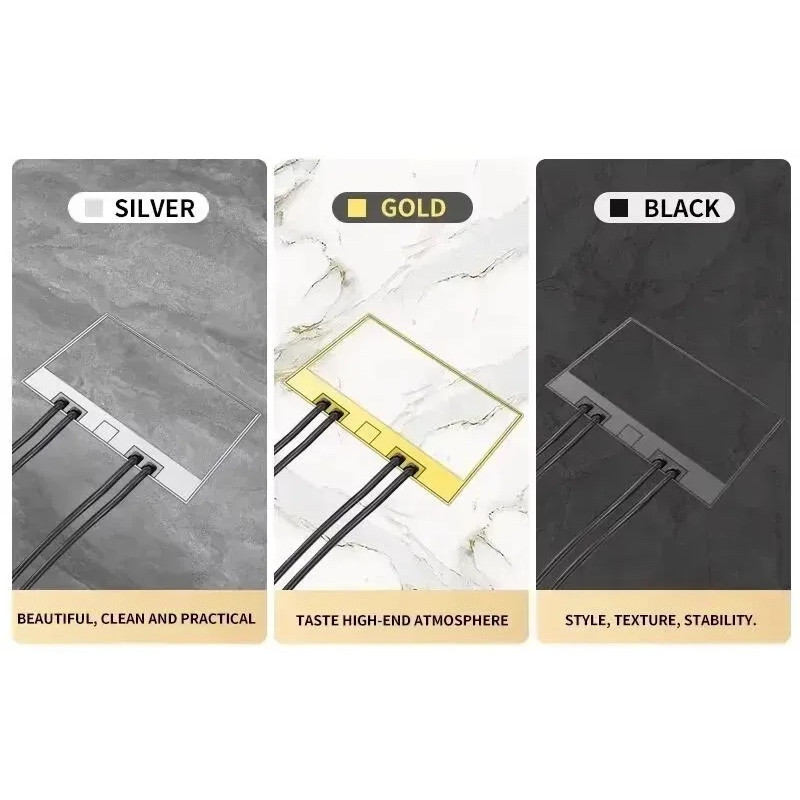 Розеточный напольный люк LIVOLO черный, встроенный невидимый скрытого монтажа, пустой корпус на