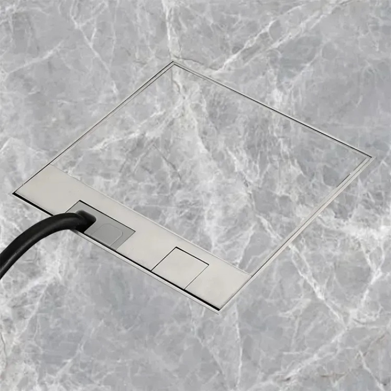 Розетковий люк підлоговий LIVOLO чорний, вбудований невидимий прихованого монтажу, пустий корпус на 