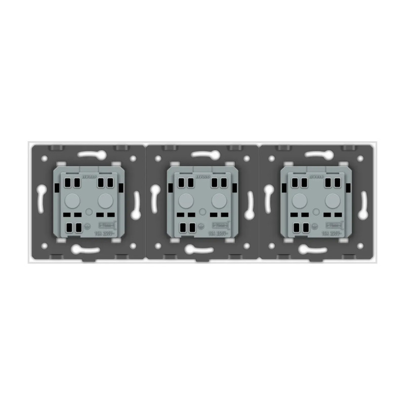 Розетка трехместная универсальная LIVOLO белое матовое стекло