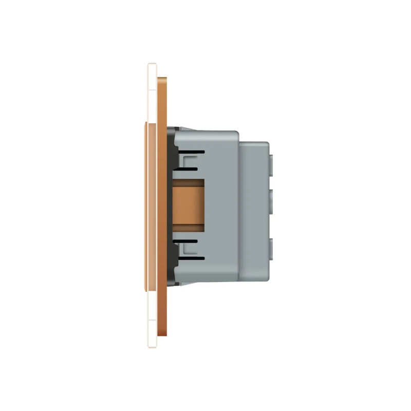 Розетка тримісна універсальна LIVOLO золота матова скло