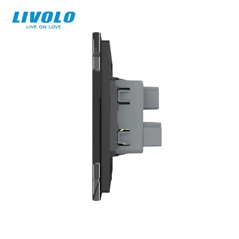 Розетка универсальная 12 стандартов в 1 LIVOLO черное матовое стекло