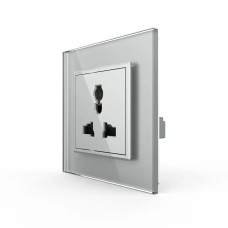 Розетка универсальная 12 стандартов в 1 Livolo серое стекло (VL-C7C1C-15)