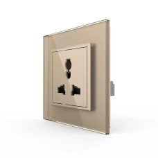 Розетка универсальная 12 стандартов в 1 Livolo золотое стекло (VL-C7C1C-13)